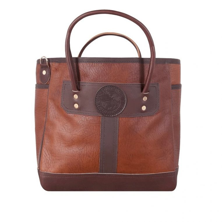 Made In USA | Bison Leather Sportsmans Tote Brown Trim