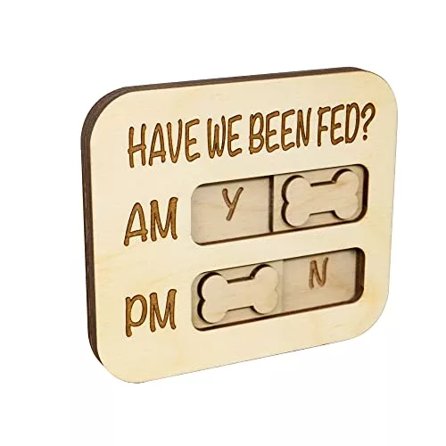 PYROH Dog Feed Reminder Hanging Sign | Solid Wood & Leather | Cute Magnet Design