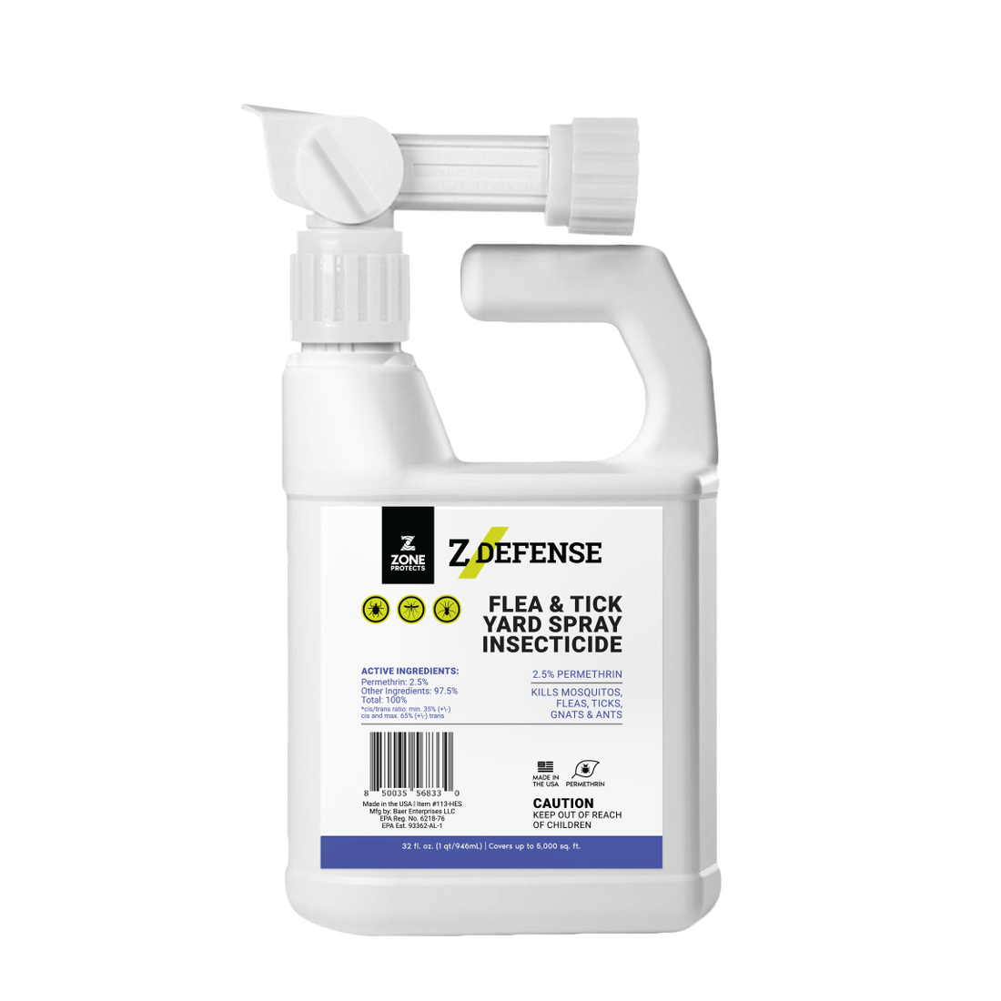 Z-Defense Flea and Tick Yard Spray Insecticide Hose End Sprayer