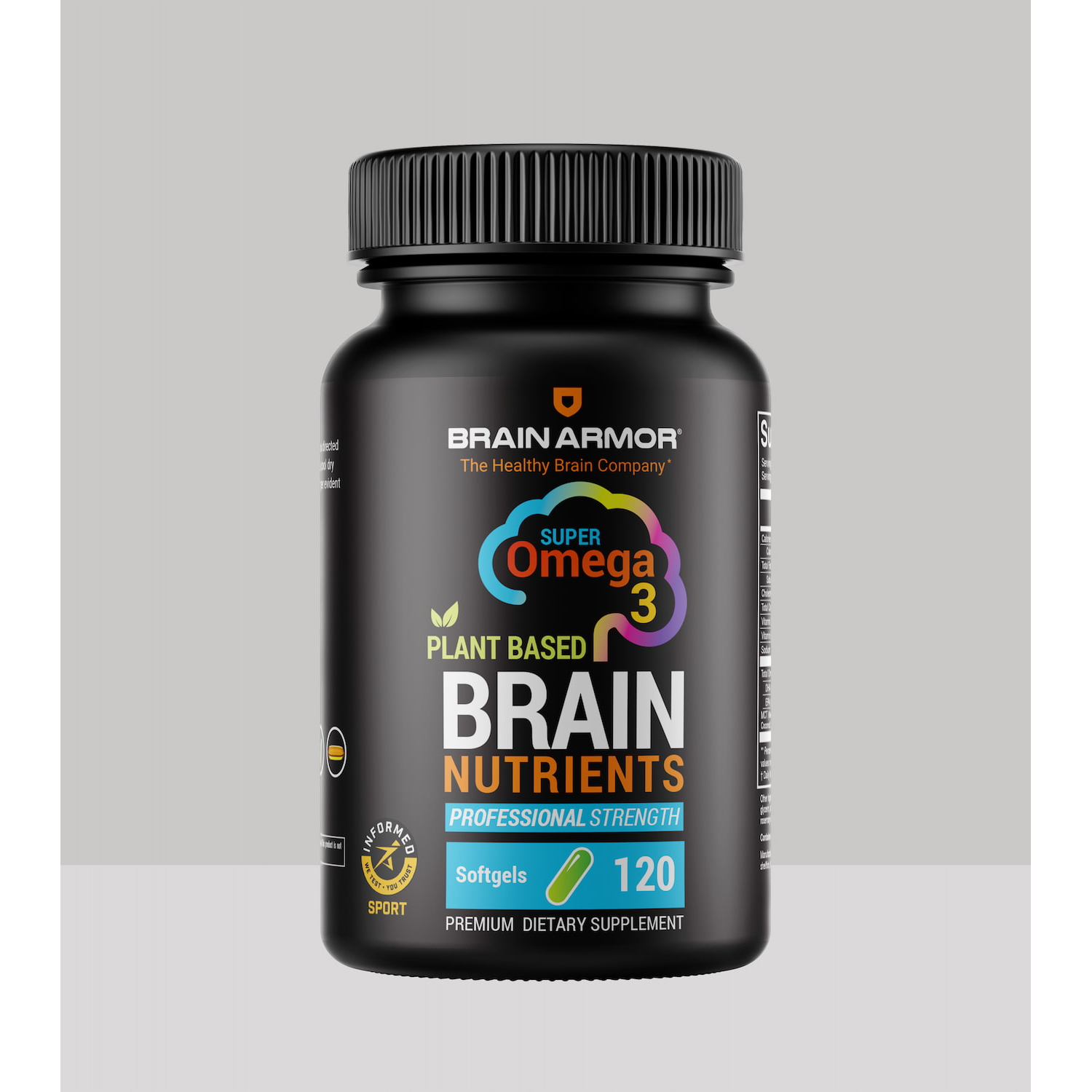 Brain Armor Plant Based Brain Nutrients Professional Strength – Softgels 120ct