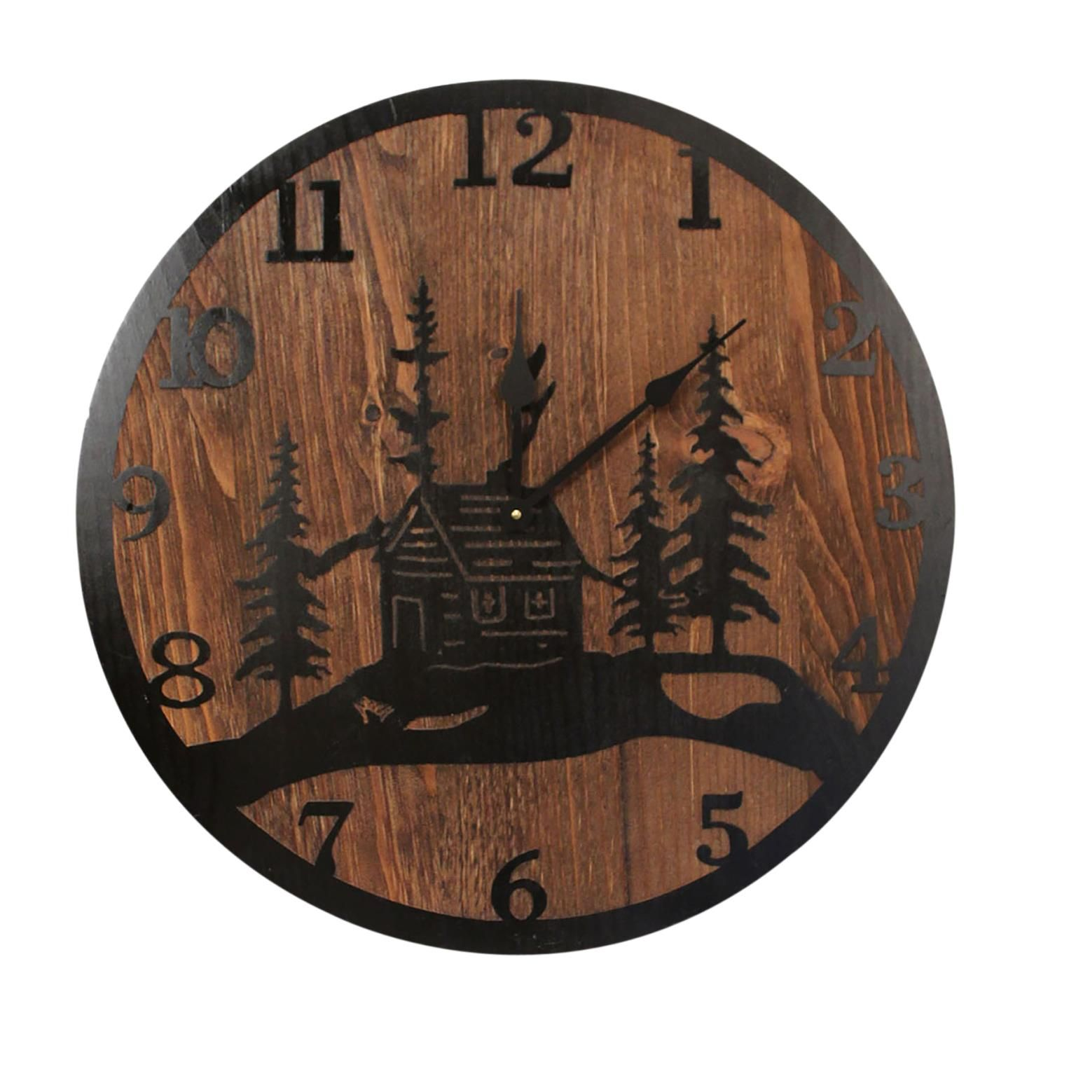 24" ROUND WALL CLOCK WITH ETCHED SCENE