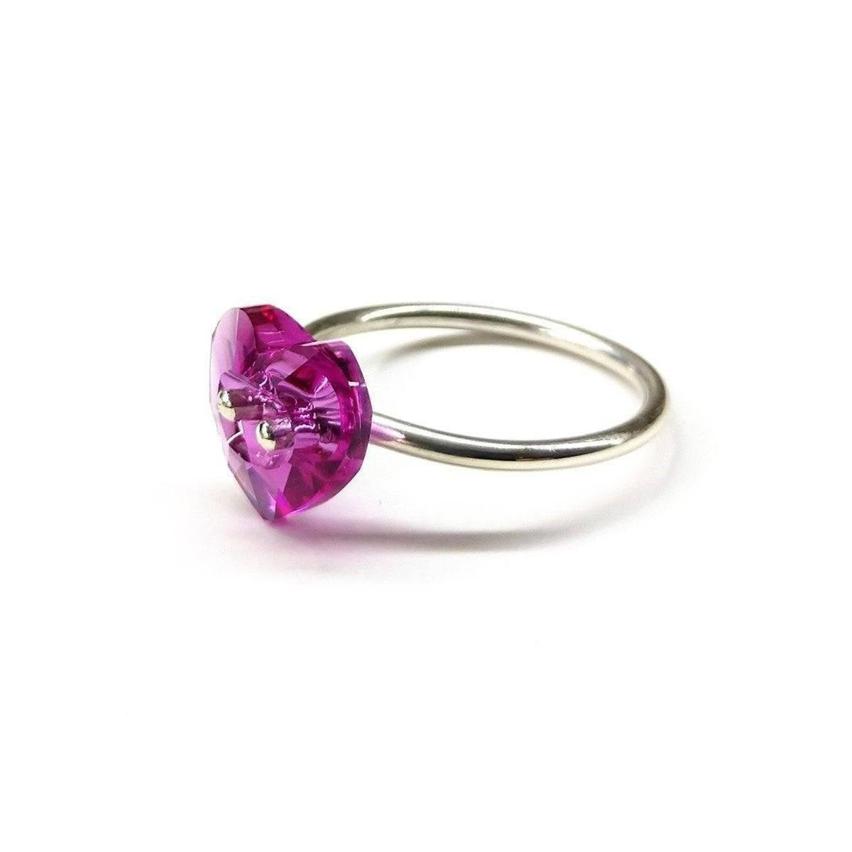 Hot Pink I LOVE YOU Heart Bling Ring