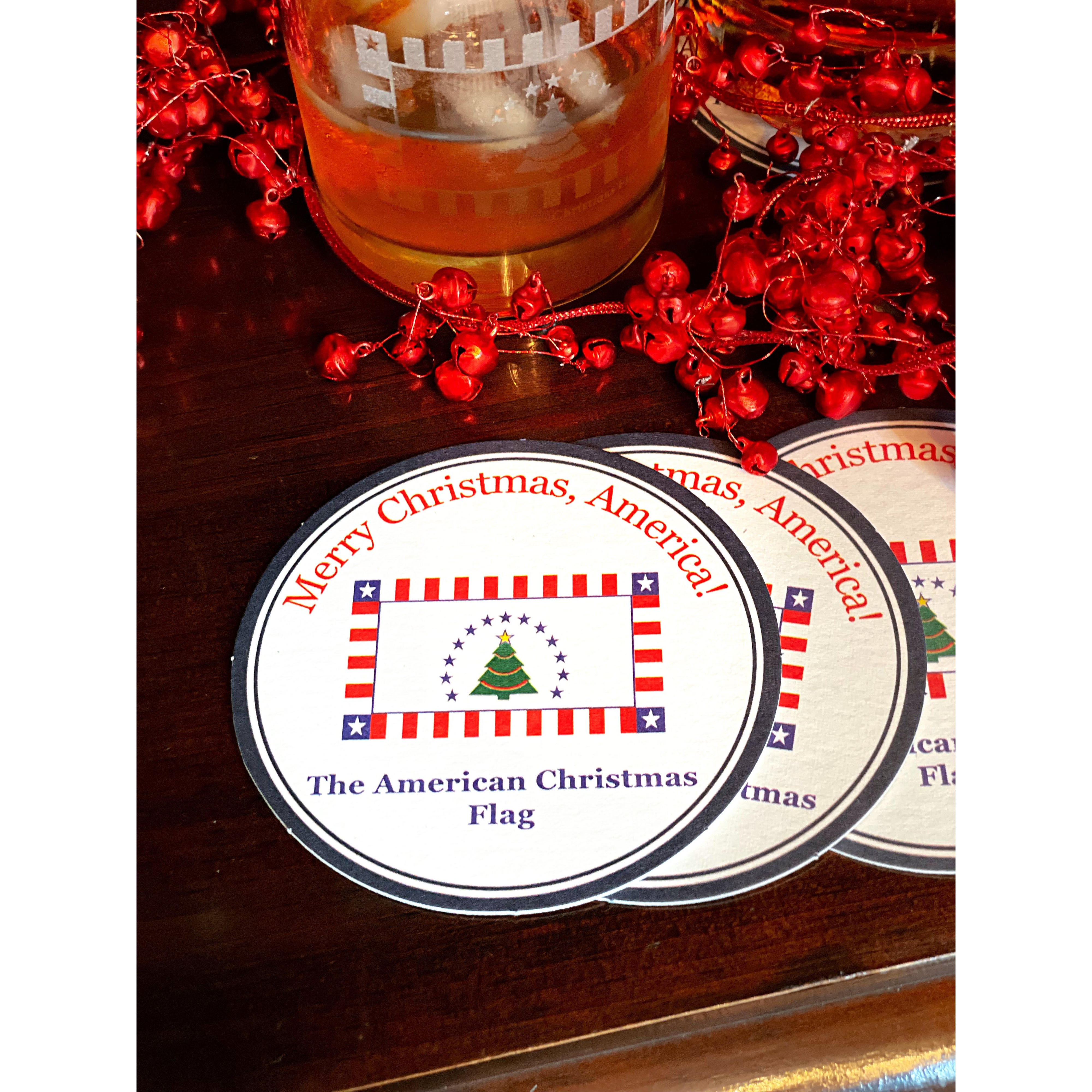 American Christmas Coasters - Heavy Cardboard (Pack of 10)