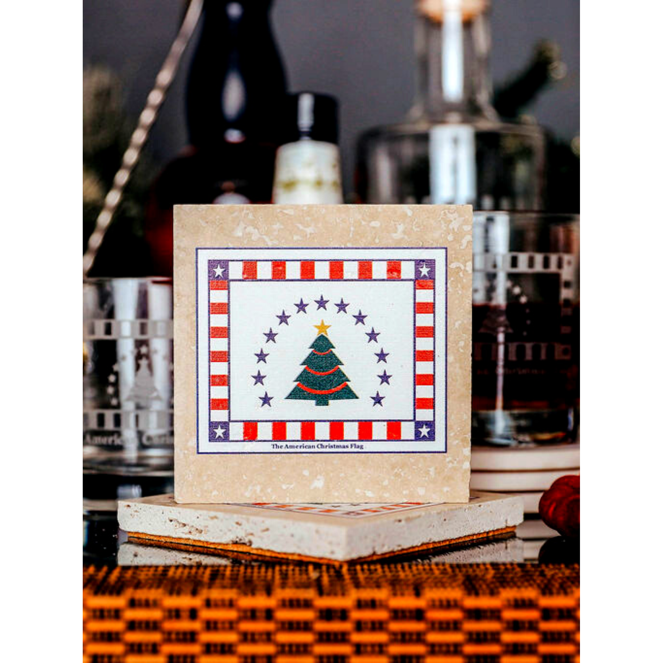 American Christmas Coasters - Travertine
