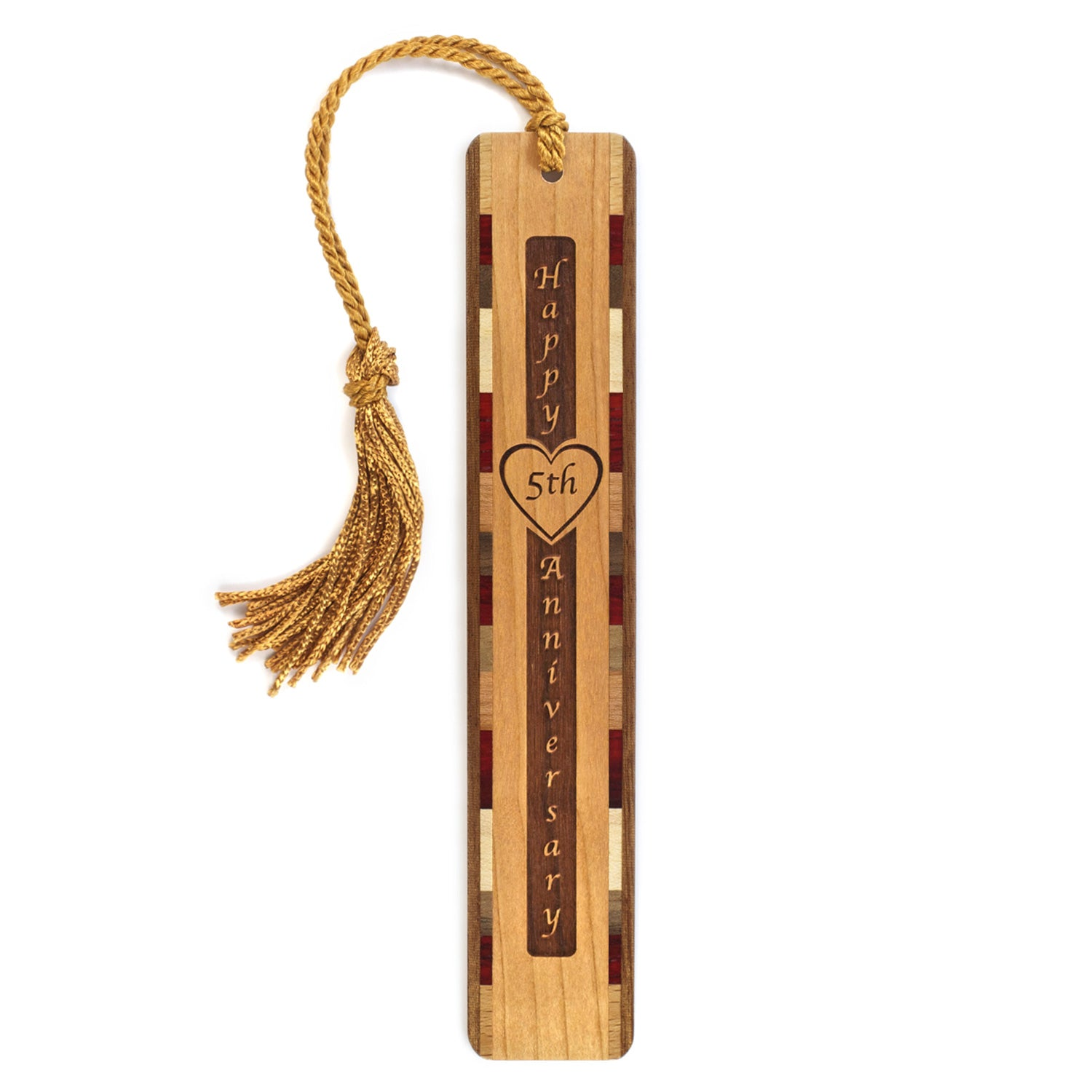 5th Anniversary Engraved Bookmark with Tassel - Made in the USA