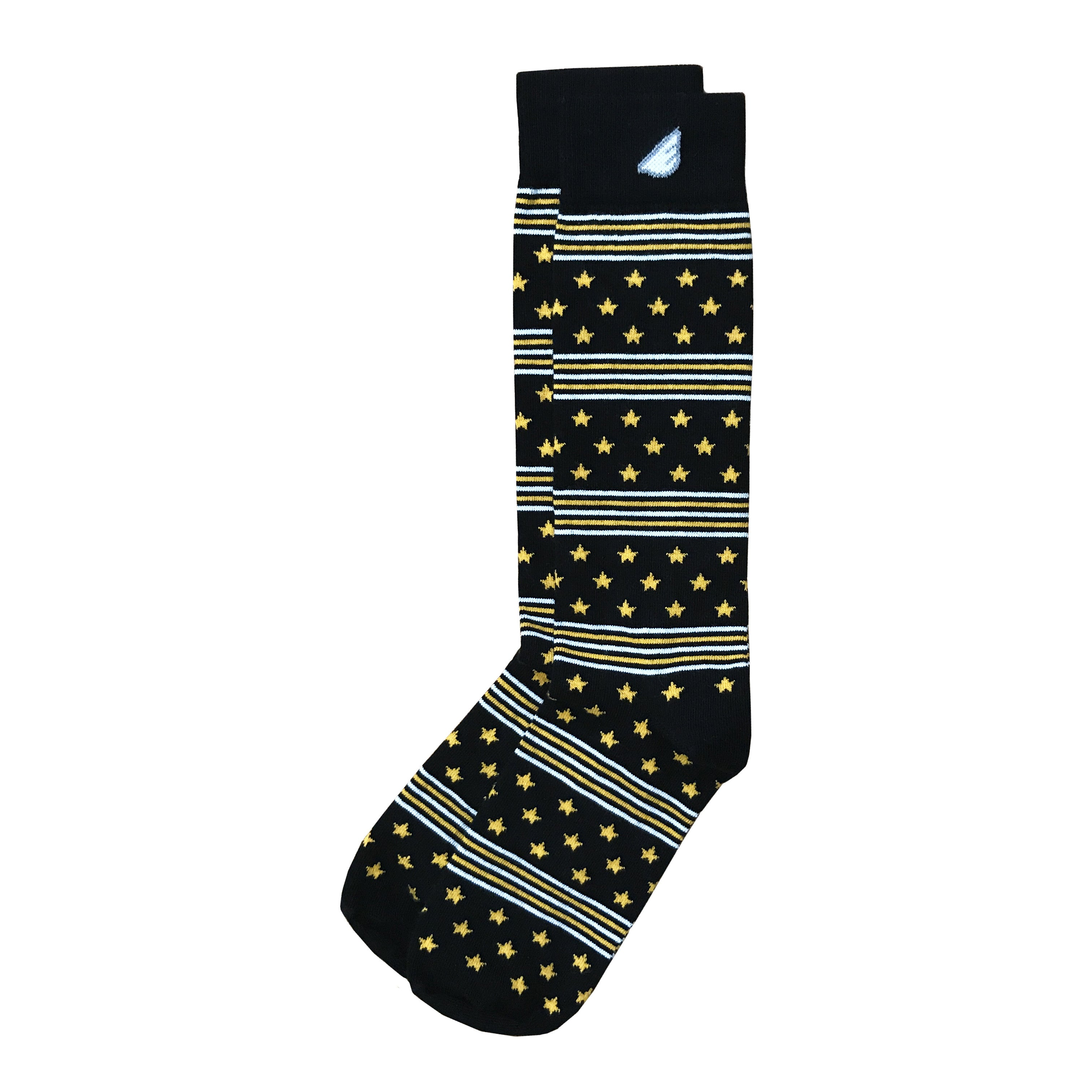 Hero - Black, Gold & White. American Made Dress / Casual Patriotic Stars & Stripes Socks