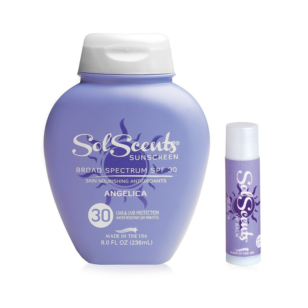 Solscents® Angelica Skin & Lips Set: Sunscreen SPF 30 & Lip Balm SPF 15