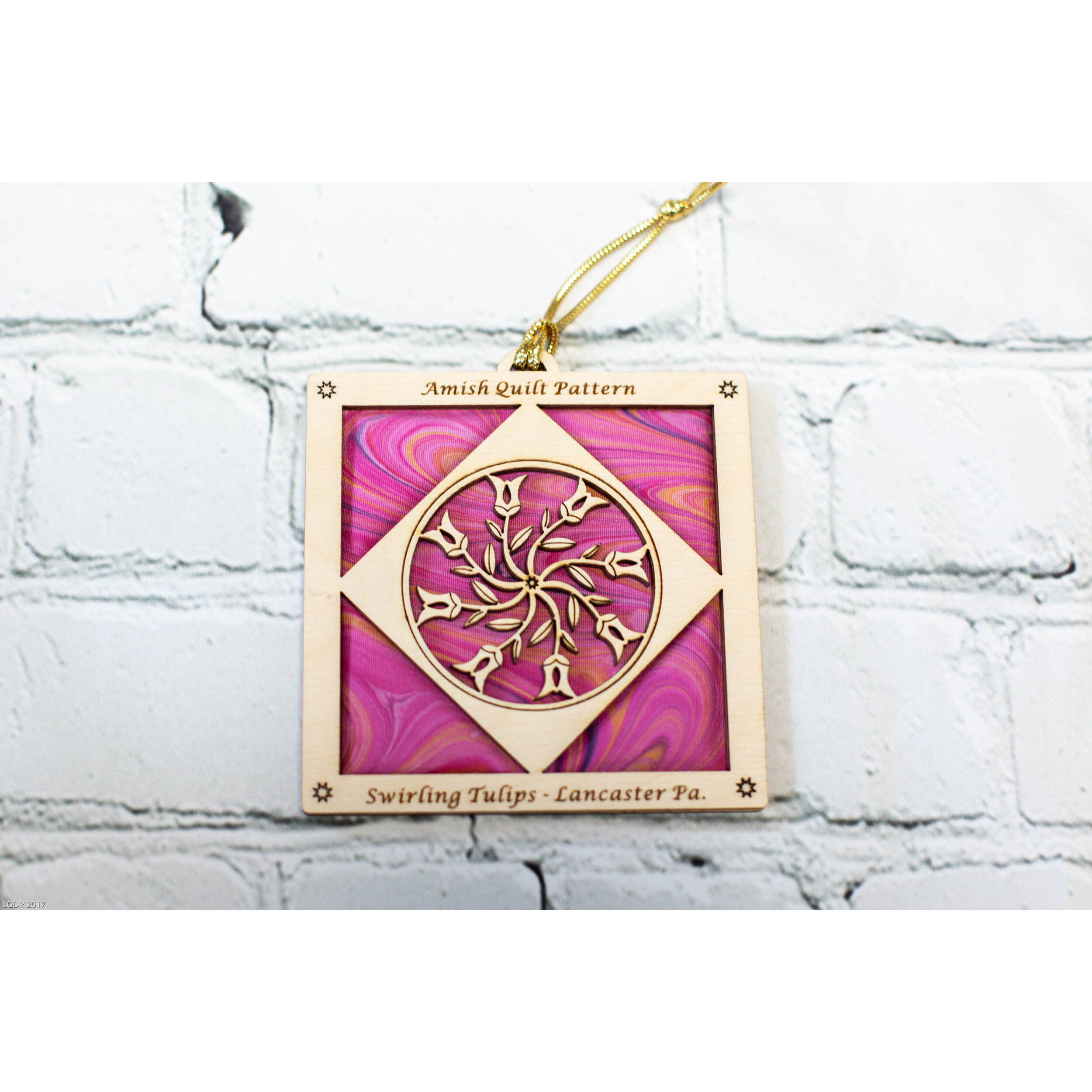 Quilt Ornament - Swirling Tulips with Batik Fabric