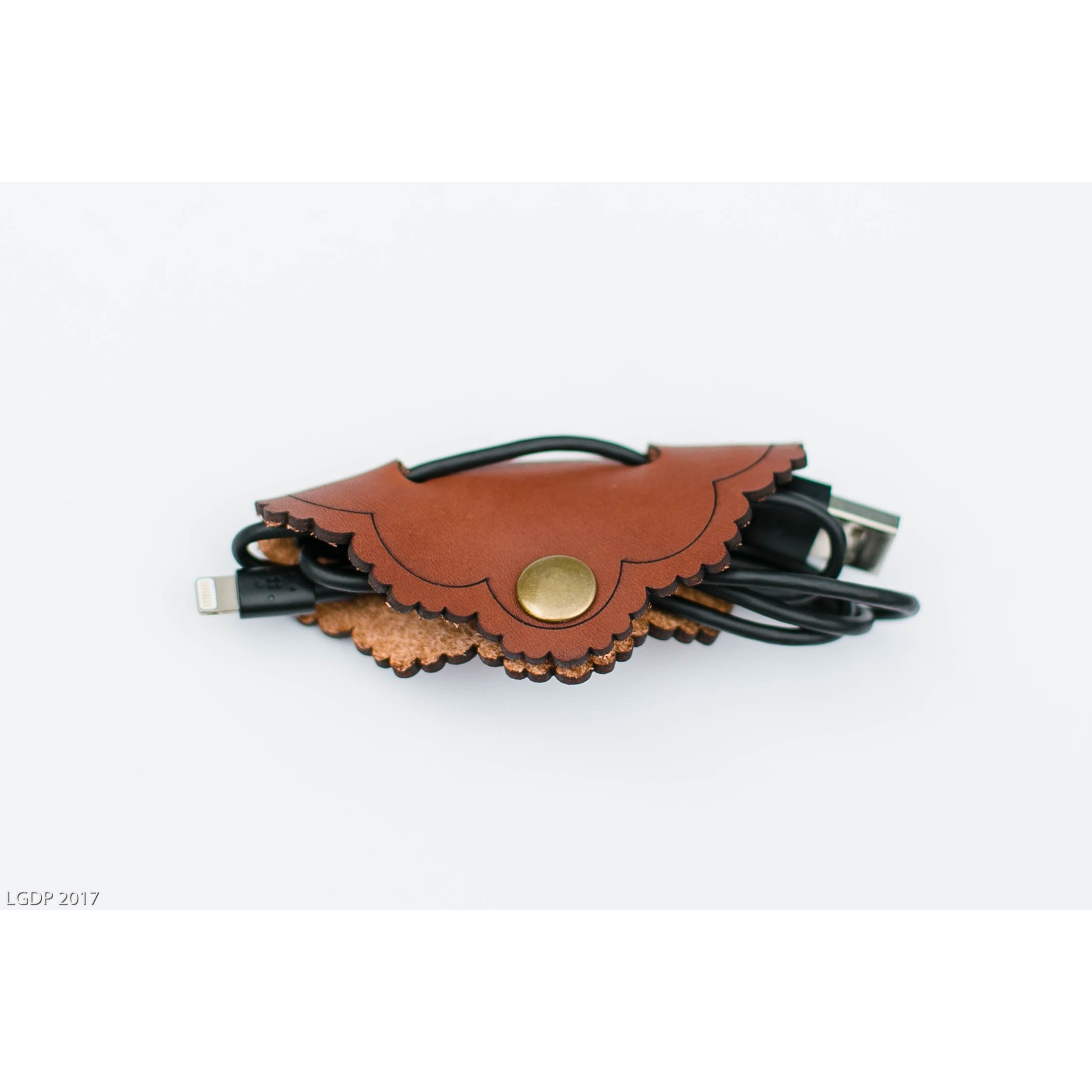 K & R Creative - Genuine Leather Cord Taco, Cord Organizer