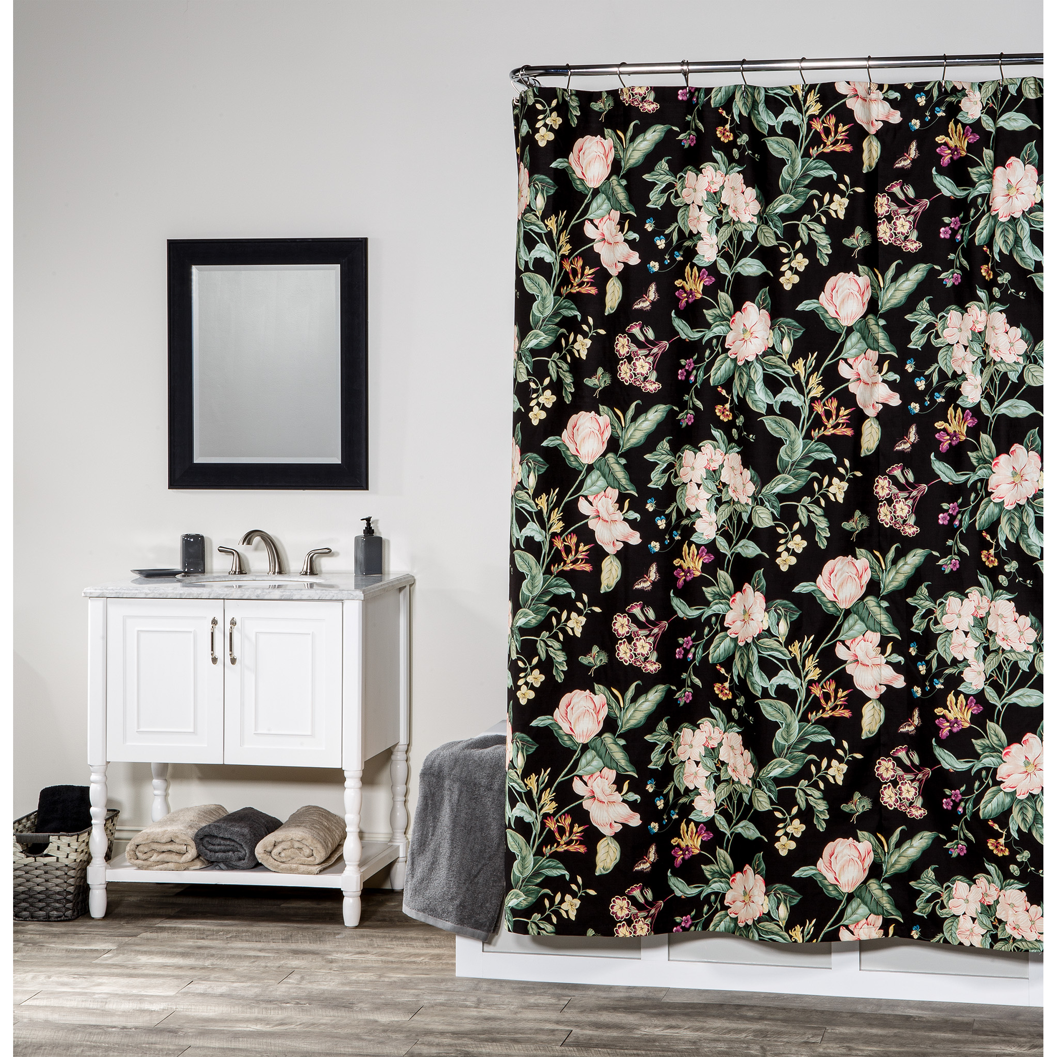 Garden Images Black Shower Curtain