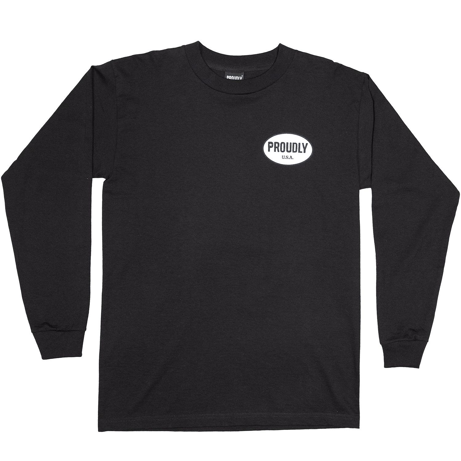 Oval Logo - Men's Long Sleeve Heavyweight Cotton T-Shirt (Black)
