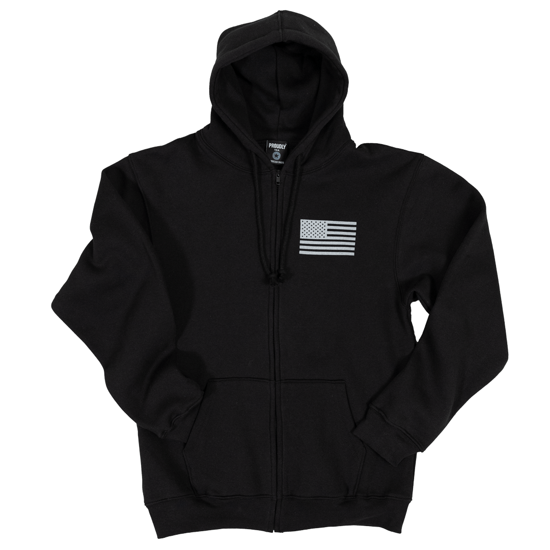 American Flag - Zipper Hoodie Sweatshirt (Black)