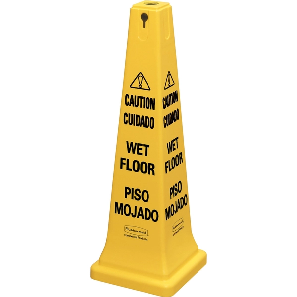 Rubbermaid 36" Caution Wet Floor Safety Cone - Yellow - 1 Each