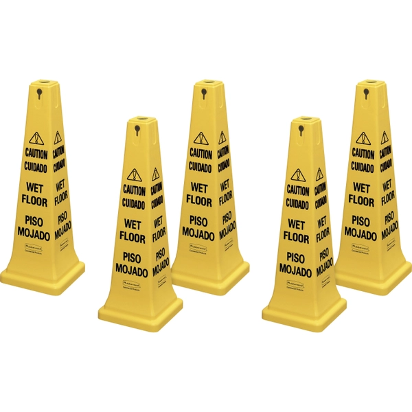 Rubbermaid Commercial 36" Safety Cone - Caution/Wet Floor - 5 / Carton