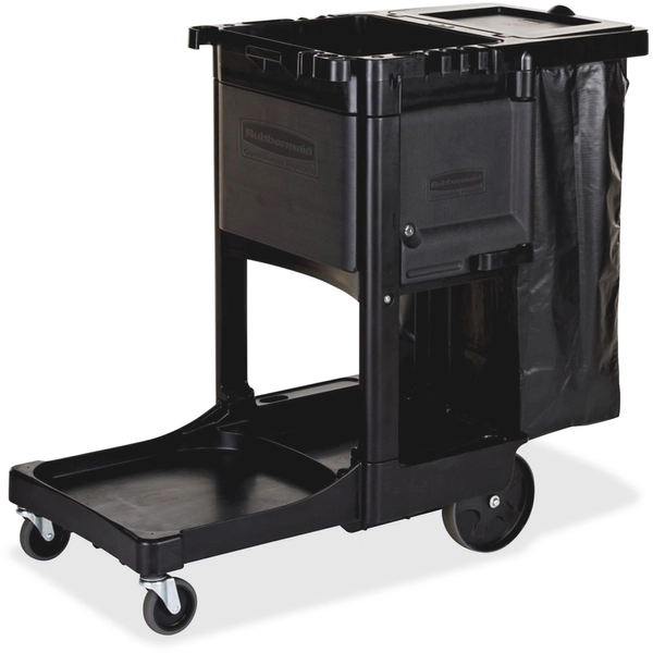 Rubbermaid Executive Janitor Cart - 3 Shelf - 21.75" W x 46" D x 38" H - Black