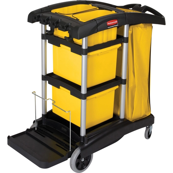 Rubbermaid High Capacity Janitorial Cart - 48.25" x 22" x 44" - Yellow/Black - 1 Each