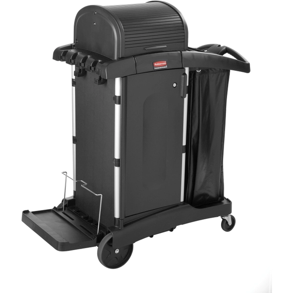 Rubbermaid Commercial High Security Cleaning Cart - 22" W x 48.25" D x 53.5" H - Black - 1 Each