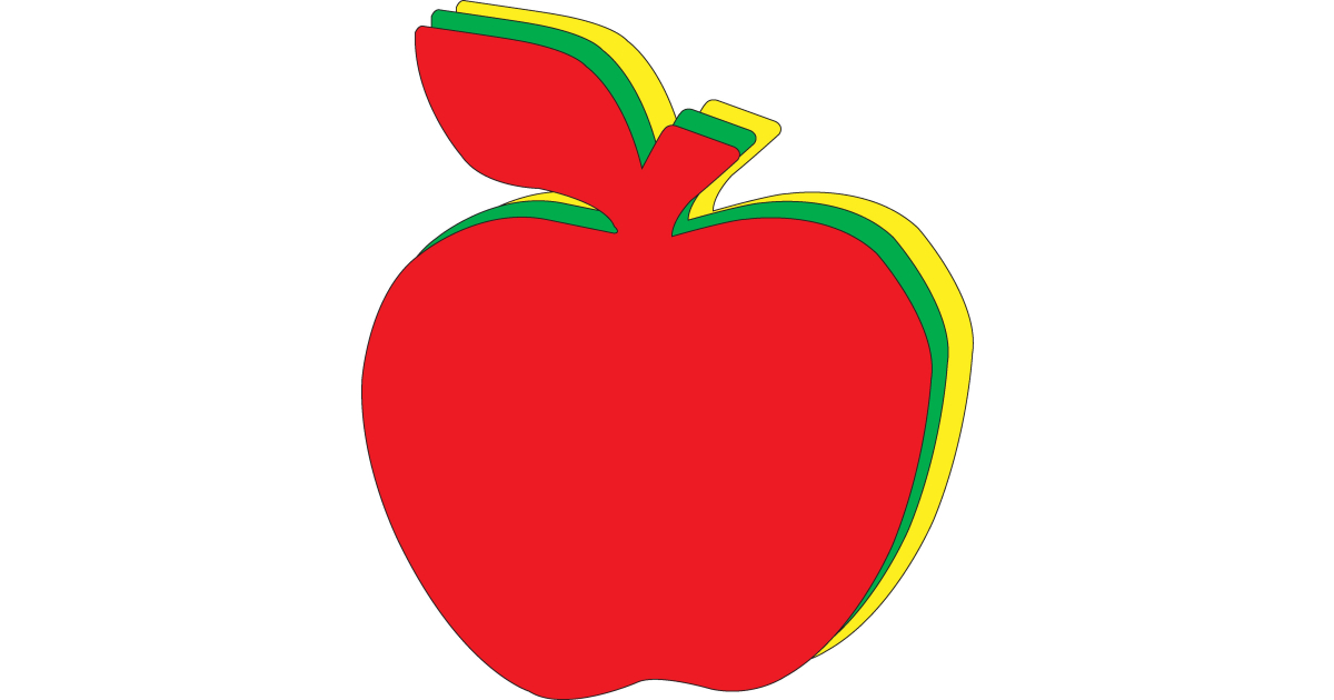 Made In USA | SHAPES ETC. Apple Tri-Color Super Cut-Outs- 8” x 10”
