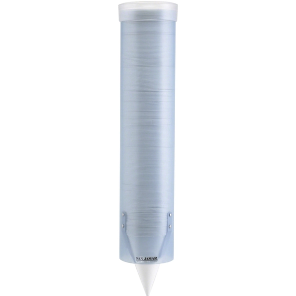 San Jamar 16" Pull Type Water Cup Dispenser - Wall Mountable - Frosted Blue - 1 Each