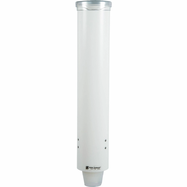 San Jamar Pull-Type Water Cup Dispenser - 16" Tube - Wall Mount - Transparent White