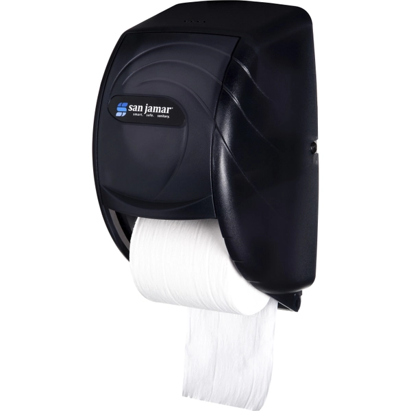 San Jamar Duett Bath Tissue Dispenser - 2 Roll - 12.8" H x 7.5" W x 7" D - Black Pearl - Lockable, Wall Mountable
