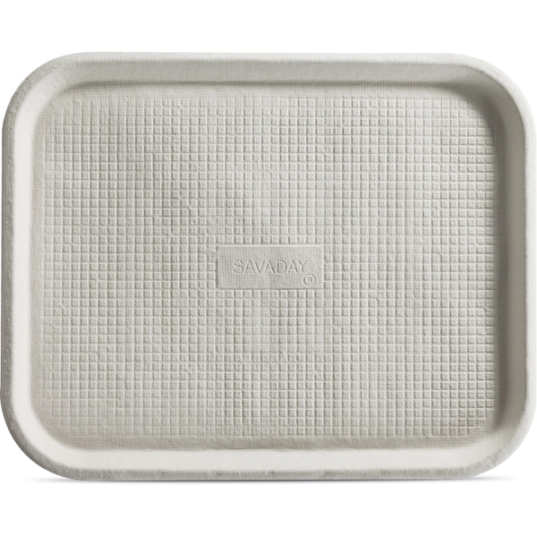 Savaday 1" Deep Molded Fiber Trays - White - 100/Carton
