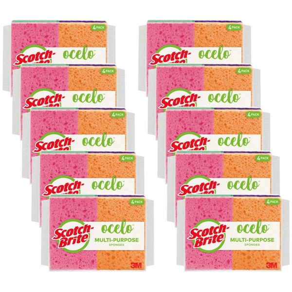 Scotch-Brite StayFresh Sponges - 4/Pack - 5.8" x 4.6" x 4.6" - Assorted