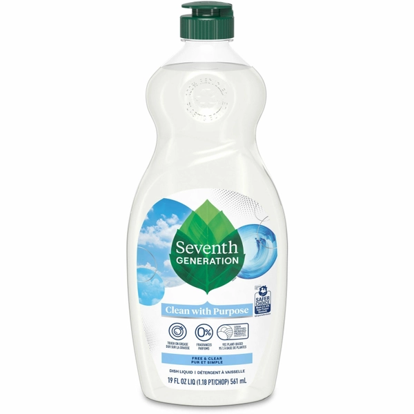 Seventh Generation Free & Clear Dish Liquid - 19 fl oz - Non-toxic, Hypoallergenic