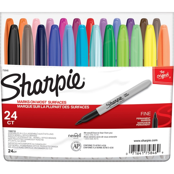 Sharpie Fine Point Permanent Markers - 24 Set - 1 mm - Assorted Colors