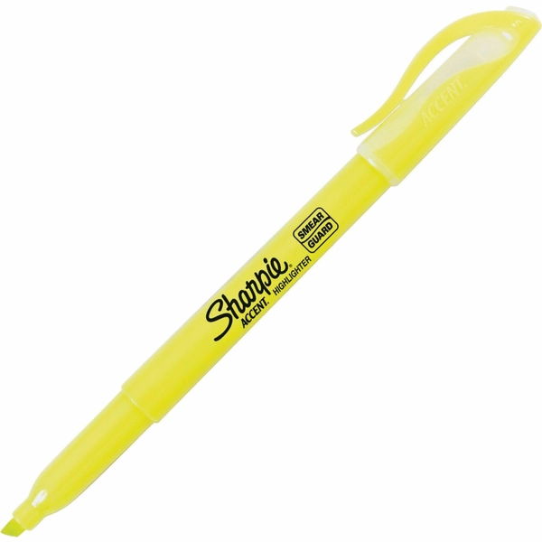 Sharpie Pocket Highlighters - Chisel Point - Fluorescent Yellow - 12 Pack