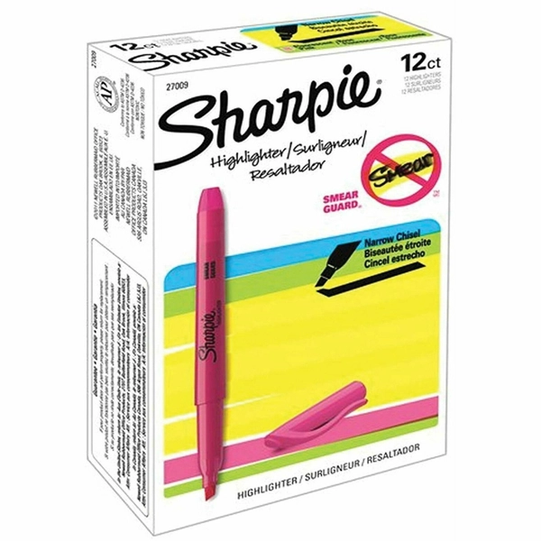 Sharpie Pocket Highlighter - Chisel Point - Fluorescent Pink - 12/Box