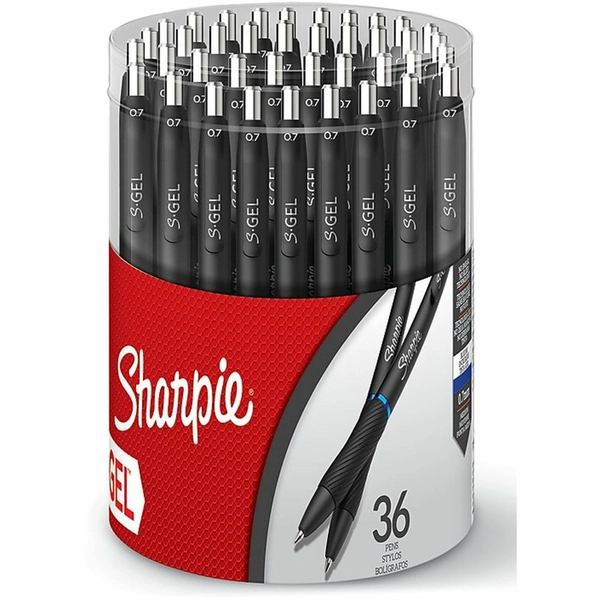Sharpie S-Gel Pens, 0.7 mm, Blue Ink, Black Barrel, 36/Box
