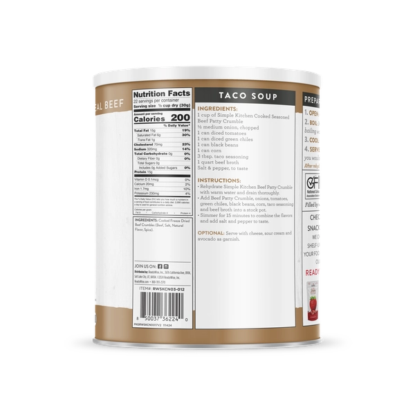 Simple Kitchen FD Seasoned Beef Patty Crumbles - 22 Serving Can