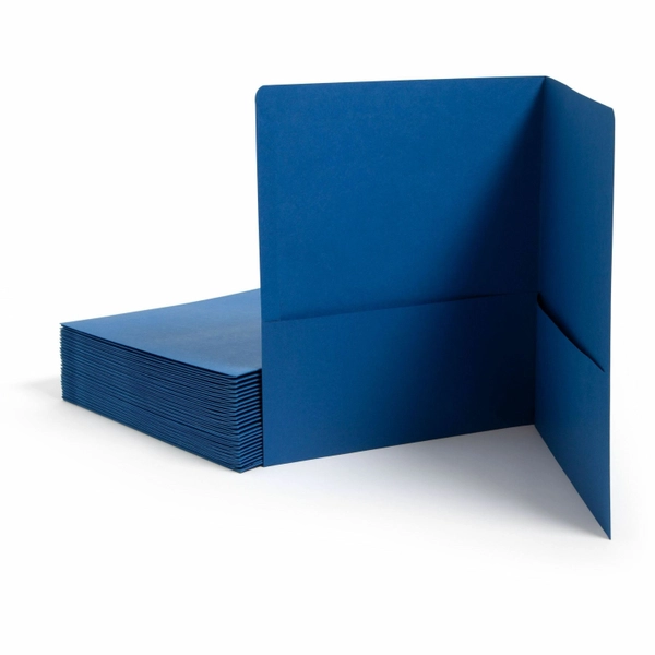 2-Pocket Recycled Folders, Letter Size, Dark Blue, 25/Box