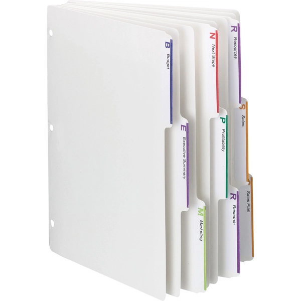 3-Ring Binder Index Dividers, Letter Size, White, 25/pkg