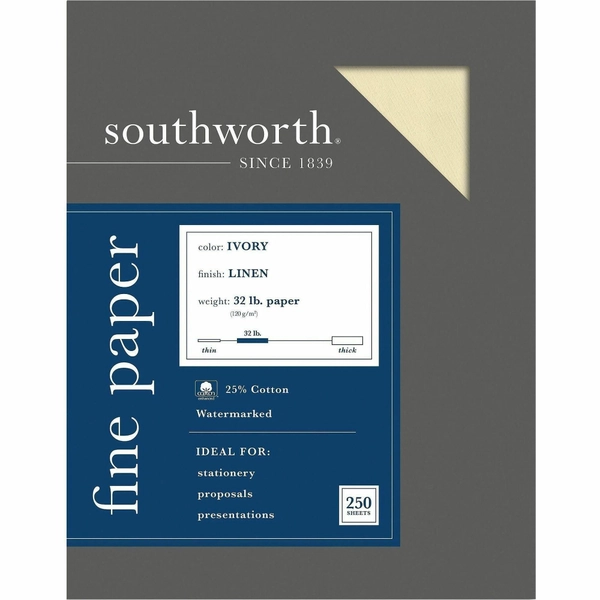 Southworth 25% Cotton No. 10 Business Envelopes - 9.5" x 4.125" - 250/Box - Ivory