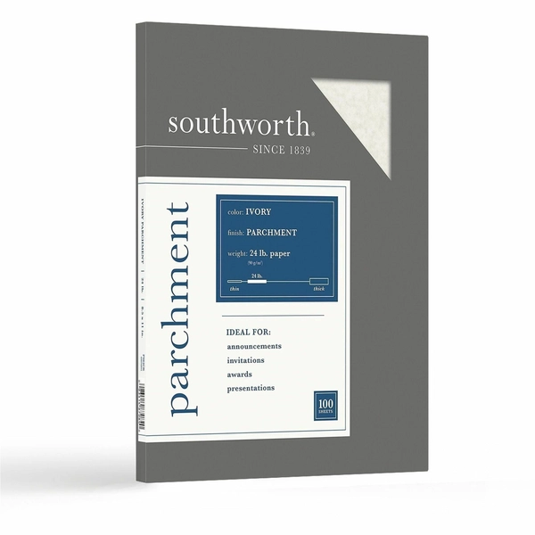Southworth Ivory Parchment Paper - 8.5" x 11" - 24 lb - Acid-free - 100 Pack