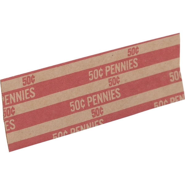 Sparco Flat Coin Wrappers - 1000 Wraps, $0.50 in 50 Coins - 60 lb Kraft, Red