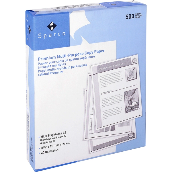 Sparco Copy Paper - 8.5" x 11" - 20 lb - 500 Sheets/ream - 10/carton
