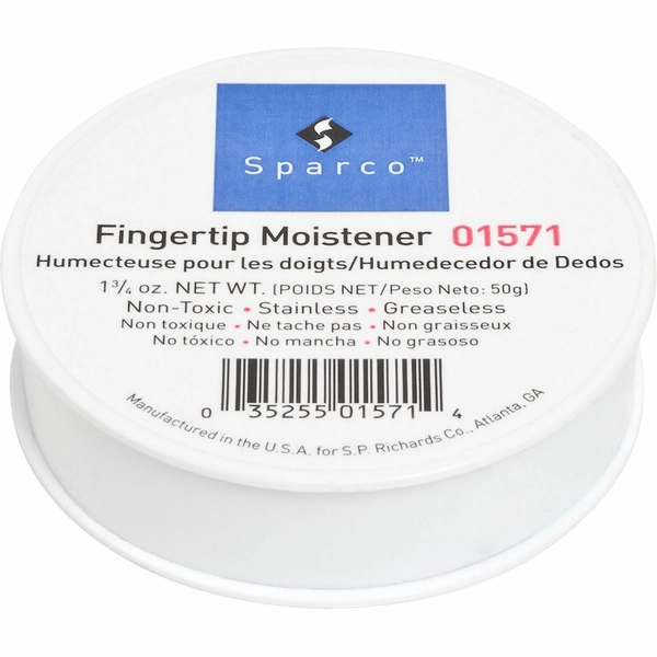 Sparco 1.75oz Fingertip Moistener - White - Non-slip, Greaseless, Odorless