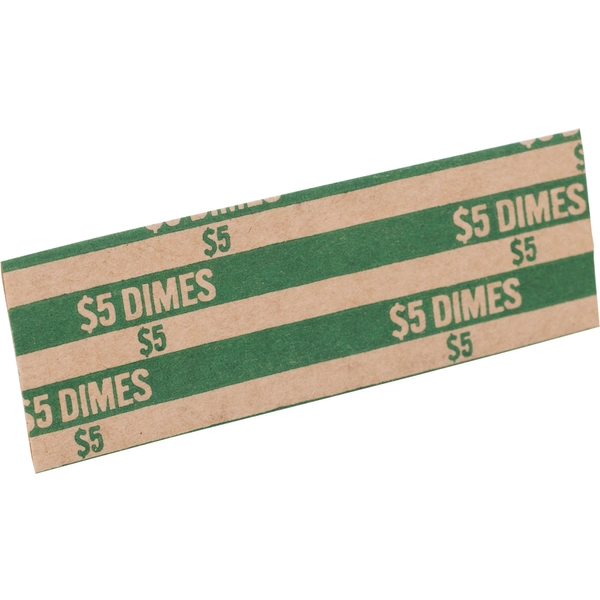 Sparco Flat Coin Wrappers - 1000 Wraps - $5.00 in 50 Coins of 10¢ - Kraft Green