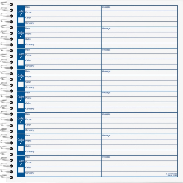 TOPS Voice Message Log Book - 50 Sheets - 8.25" x 8.50" - White