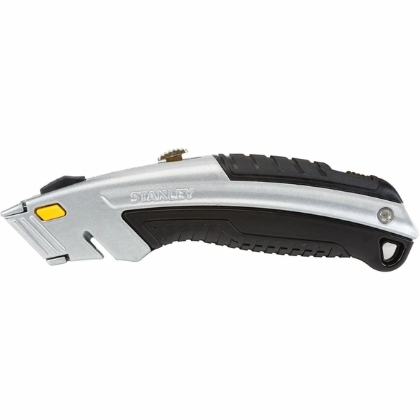 Stanley InstantChange Retractable Knife - 3 Stainless Steel Blades - Heavy Duty - Black/Chrome - 1 Each