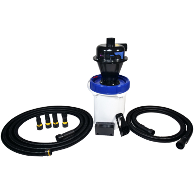Static Dissipative Quick Click Separator with Bucket, Dissipative Vacuum Connection Hose, Dissipative Adapter and 16 Foot Hose Kit