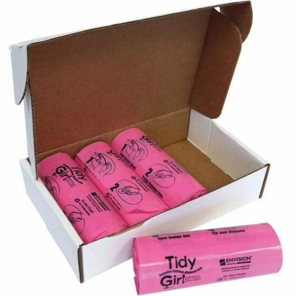 Stout Tidy Girl Feminine Hygiene Bags - 10" x 4" x 1.20 mil - Pink - 600/Box
