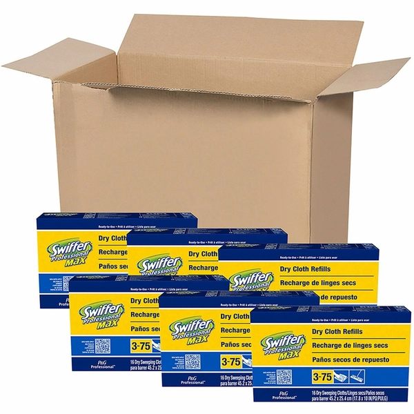 Swiffer Max Dry Cloth Refills - 17.9" x 10" - White - 16/Box - 6/Carton