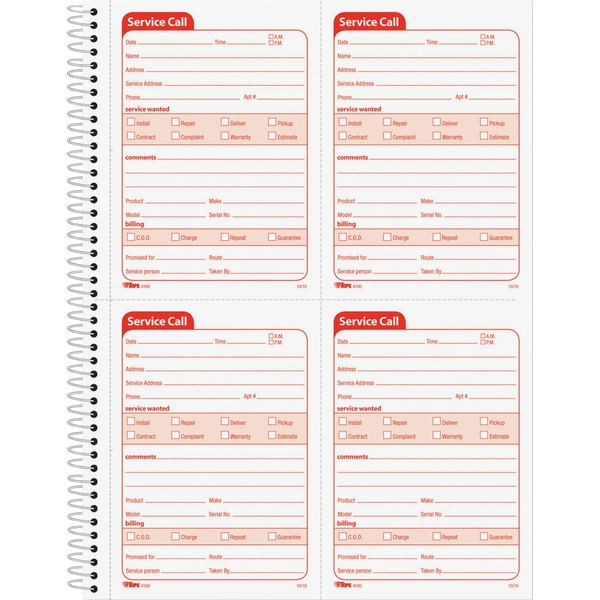 TOPS 2-Part Spiral Message Slip Book - 200 Sheets - 5.5" x 4" - Carbonless - Red Print