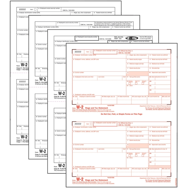 TOPS Laser W-2 Forms Kit - 4 Part - Carbonless - 5.5" x 8.5" - 50 Pack