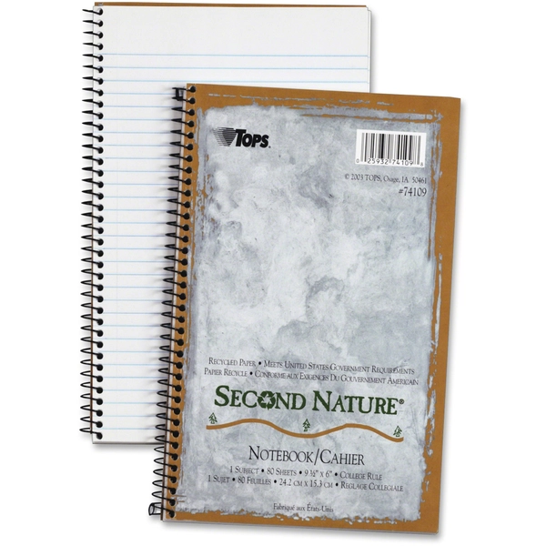 TOPS 80-Sheet College-Ruled Notebook - 6" x 9.5" - Light Blue Cover