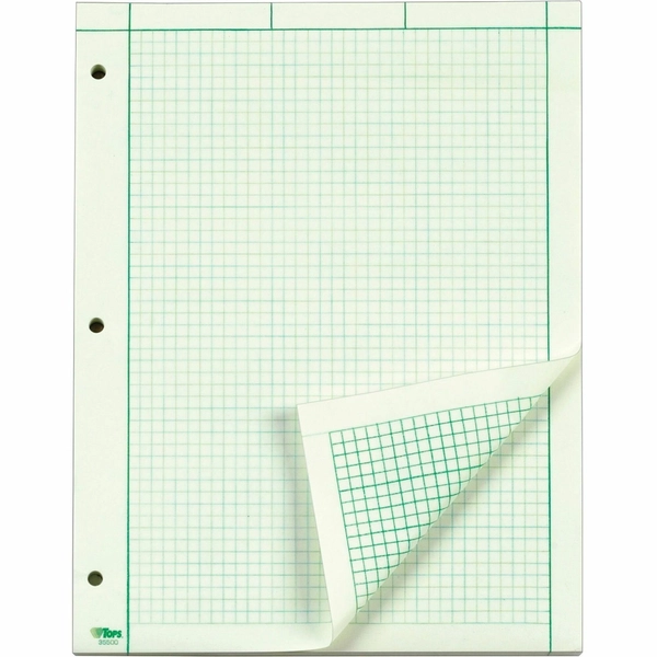 TOPS Engineering Computation Pad - 100 Sheets - 8.5" x 11" - Green - Punched